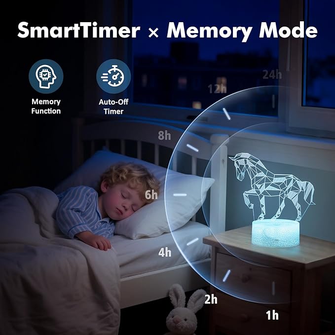 Hoofun Horse Gifts for Girls, 16 Colors Geometric Equine 3D Illusion Lamp, Night Light with Timer Remote and Touch Control, Horses Decor for Kids Room, Girls Birthday Gifts