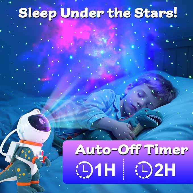 LOVME Galaxy Star Projection Night Light, Dinosaur Astronaut Space Projector with 8 Modes Starry Nebula Effects, Timer & Remote Control, Bedroom Ceiling Decor for Kids, Christmas Birthday Gift(Blue)