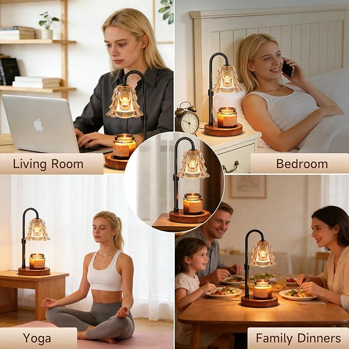 Candle Warmer Lamp Timer Dimmable, Adjustable Brightness&Timer, Smart Candle Melter, Safe&Fast Wax Warmer for Bedroom, Gifts