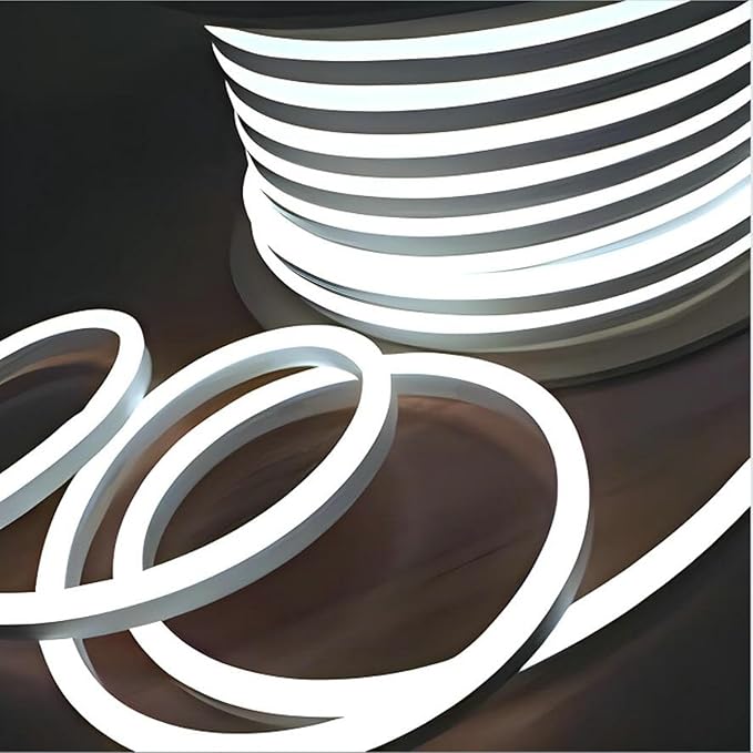 FORT 32.8FT White LED Neon Strip Lights -AC110V 120V led Light Strip Waterproof Outdoor 120LED/M Flexible Lighting for Home & Commercial Decor - ETL FCC Certified