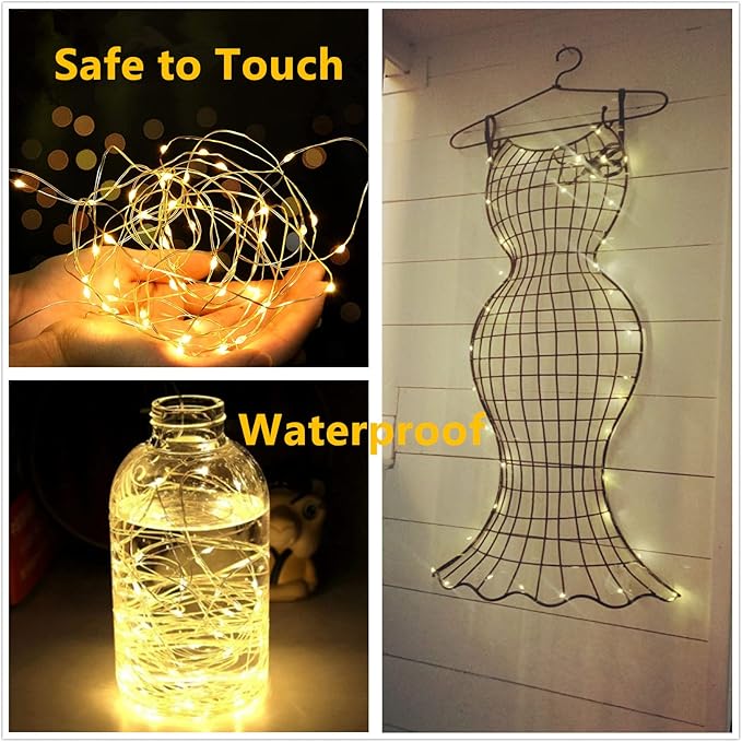 Warm White Fairy Lights Battery Operated, 3 Speed Modes, 7Ft 20 LED Mini Fairy String Lights, Waterproof Twinkle Firefly Fairy Lights for Bedroom DIY Wedding Christmas Halloween Decoration