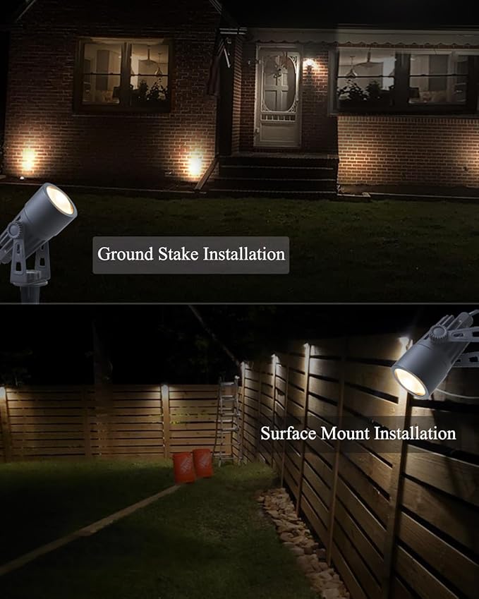 Outdoor Mini Spotlights, MR11 LED Bulb 12V Low Voltage Landscape Spotlight 2W 200lm, 2700K Warm White IP65 Waterproof Aluminum Light Fixture, 1 1/4" Short Head 4-Count