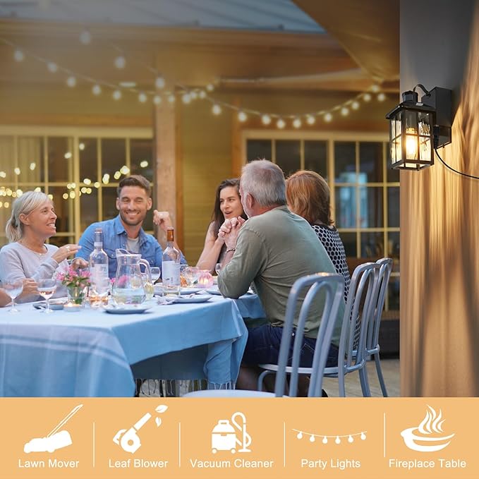 Porch Lights with GFCI Outlet with Remote,Dusk to Dawn Motion Sensor Outdoor Light, Upgraded 4 Lighting Modes Exterior Fixture Waterproof Outside Lights for House Patio Garage