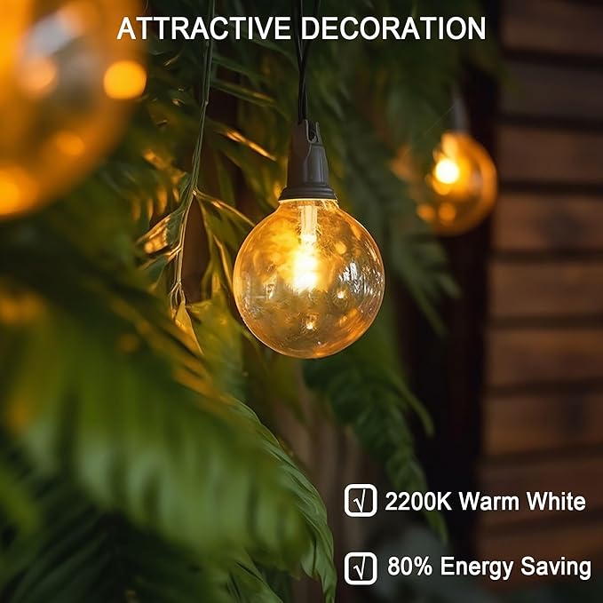 G40 LED Replacement Light Bulbs, E12 Shatterproof 1.5In LED Globe Bulbs for Outdoor String Lights, 1W Equvalent to 5 W Incandescent Edison Light Bulbs, 2200k Warm White （50 Pack ）