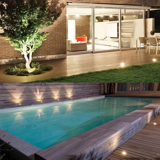 Well Lights Landscape Lighting, Low Voltage Outdoor In Ground Landscape Lights, 5W 12V-24V Waterproof Warm White 3000K Deck Light for Garden, Pathway, Driveway, 8-Pack(Wire Connectors Included)