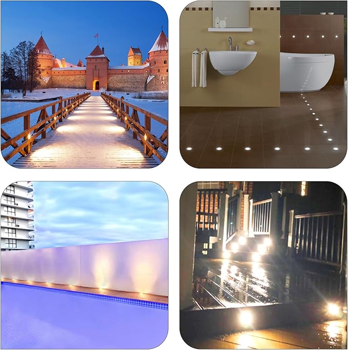 Low Voltage LED Inground Well Light 4-Packs, 3W 3000K Warm White IP67 Waterproof Aluminum Buried Underground Lights for Outdoor Landscape Lighting, Deck, Yard, Pool, 12V-24V DC, AC12V (4-Pack)