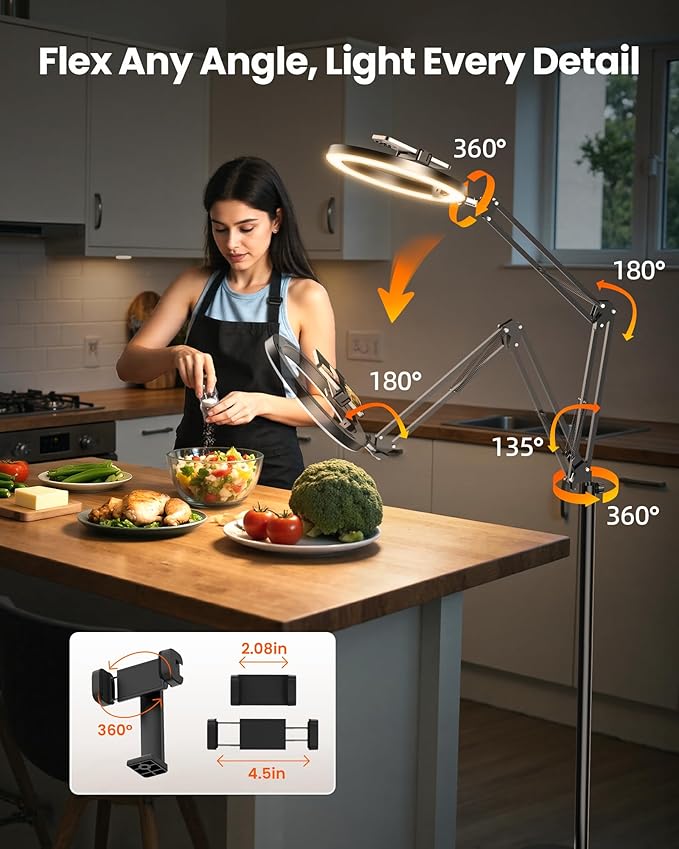 Ring Light with Stand Tripod for iPhone – Evershop 10” Overhead Camera Mount, 70.8” Tall Adjustable Selfie Light with Phone Holder for Video Recording, Photography, Streaming, TikTok, YouTube