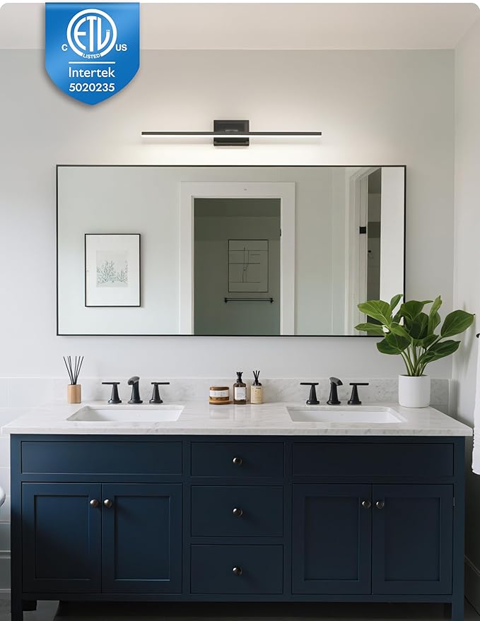 NIORSUN 31.5 Inch Modern Bathroom Light Fixture, 18W 5CCT Dimmable LED Black Bathroom Vanity Lights Over Mirror, Vanity Lights for Bathrooms Restroom Mirror- ETL Certified