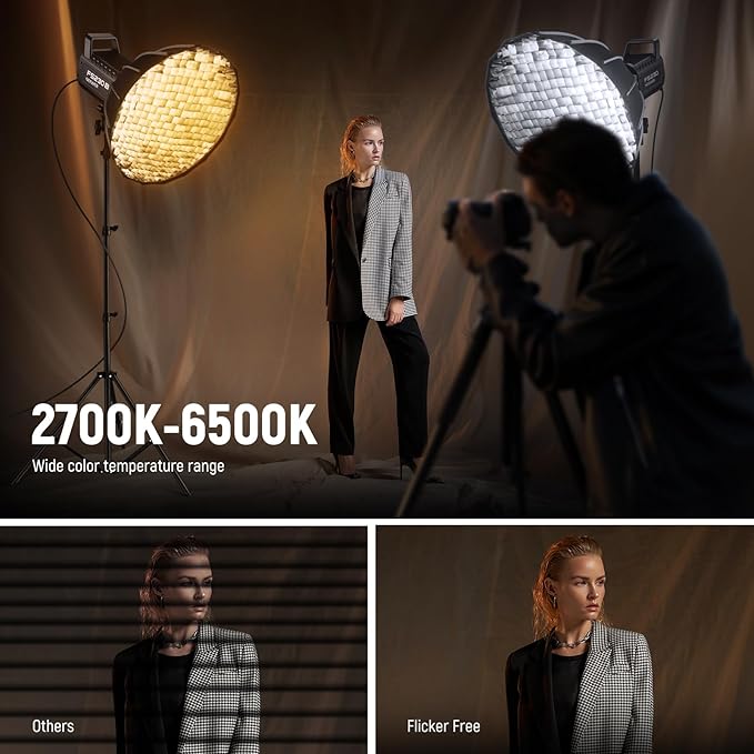NEEWER FS230B LED Studio Video Light, 230W Bi Colour COB Continuous Lighting with 2.4G/APP Control, 110000Lux/m, 2700K-6500K, CRI 97+, Bowens Mount, Cleaning Cloth for Photography Video Recording
