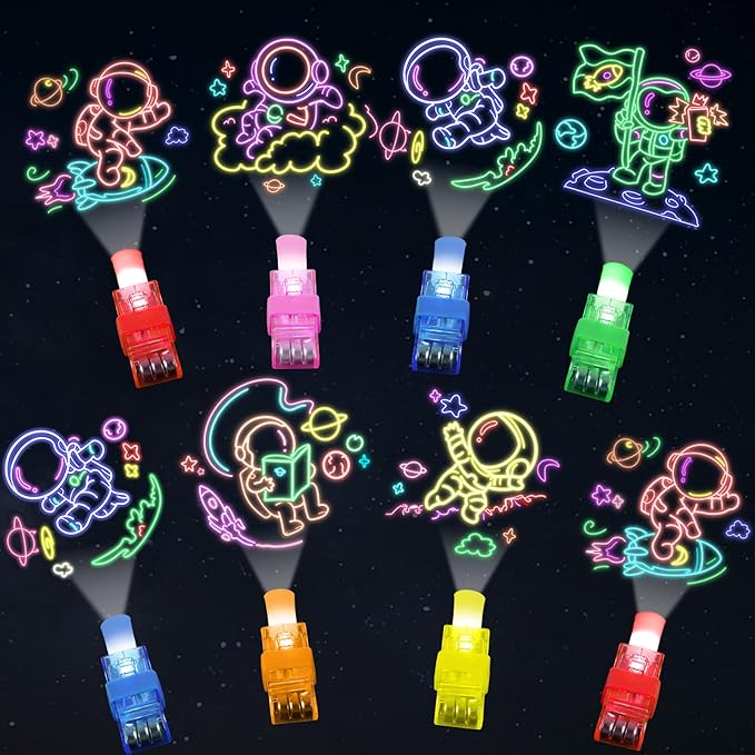 36Pcs Space LED Finger Lights Astronaut Party Favors Glow in the Dark Light Up Finger Lights Outer Space Themed Toys Bulk for Galaxy Birthday Party Goodie Bag Stuffer Birthday Gifts Classroom Prize