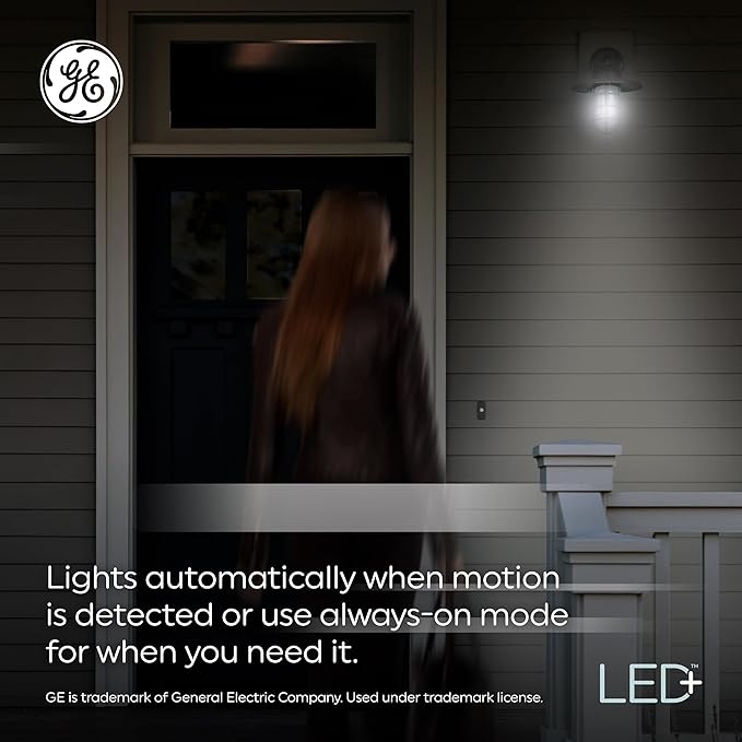 GE LED+ Motion LED Light Bulbs, PAR38 Outdoor Security Floodlights, 15W, Warm White (3 Pack)