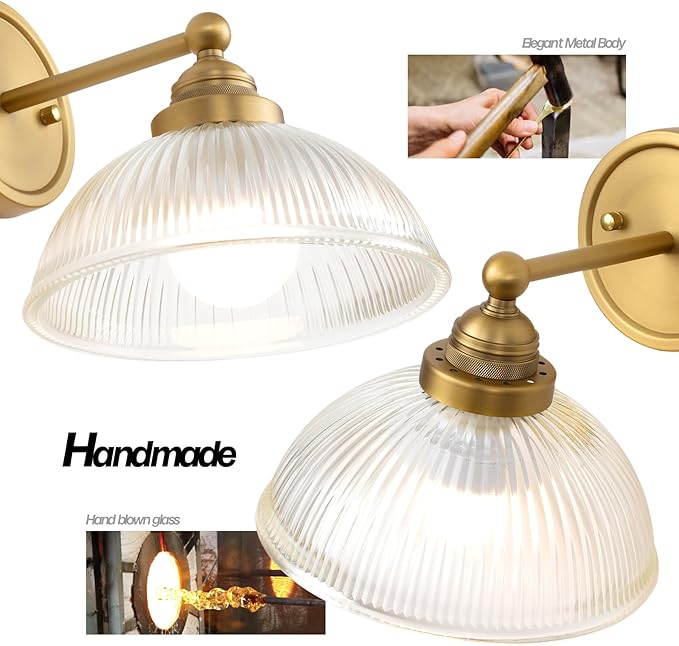 HEQIQEH Rechargeable Battery Operated Industrial Wall Sconce with Remote Control, Clear Striped Glass Shade Wall Lamp, Modern Dimmable Indoor Wall Mount Light for Bedroom Living Room Restaurant