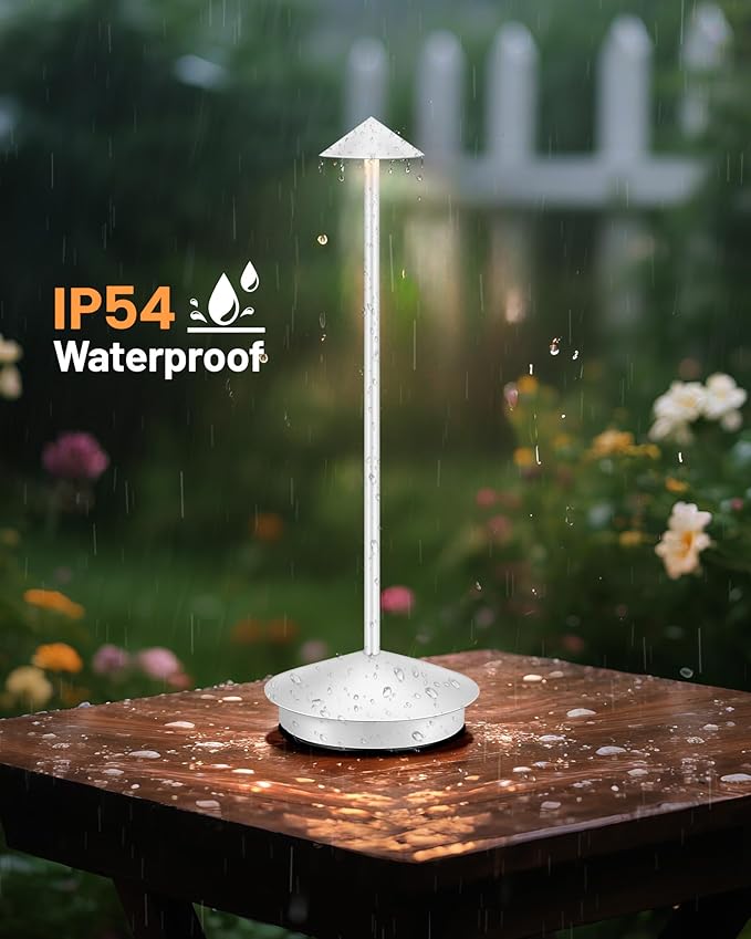 Portable Led Cordless Lamp Table Light 2 Pack, Rechargeable 6000mAh Battery Outdoor Table Lamp for Dinning Restaurant Patio Bedroom Camping, IP54 Waterproof, Dimmable