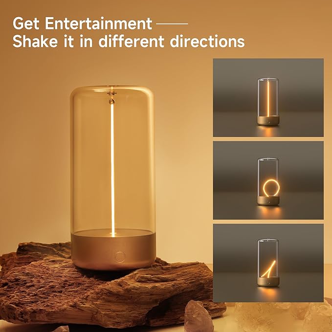 AUGE LIGHT Mini Minimalist Table Lamp Cordless Desk Lamp Rechargeable Modern Night Lights Portable Nightstand Lamps Unique Ambient Light Mood Lighting for Halloween Bedroom, Beside, Nursery(Golden)
