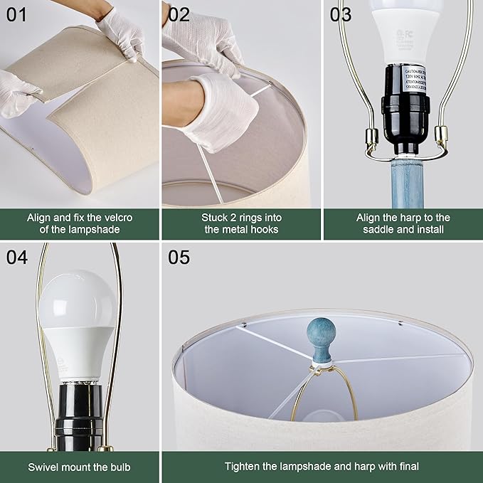 28" Living Room Lamps Set of 2, Farmhouse Lamps for Bedroom with USB A+C Charging Ports, Touch Lamps for Nightstand, 2 Bulbs Included