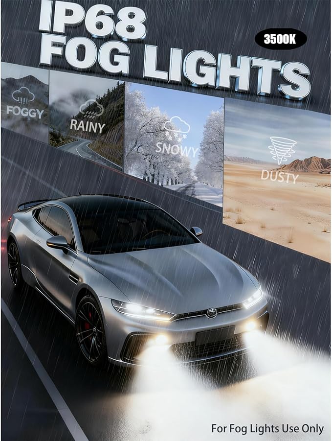 H11/H9/H8 Bulbs, 50,000LM 10X Ultra-Brightness, Real 1:1 Halogen Mini Size, 6500K Cool White H11 Fog Light Conversion Kits, 10-Year Extended Lifespan, Plug and Play, Pack of 2