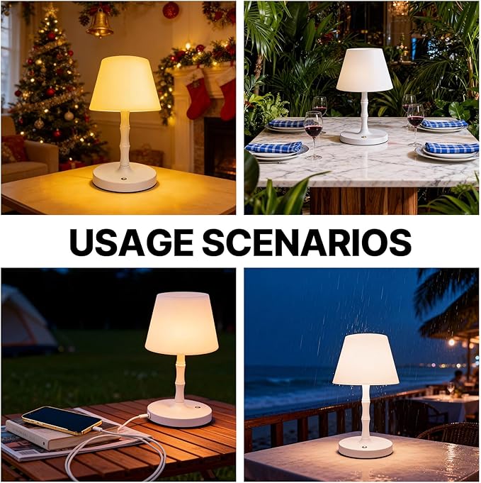 Waterproof Rechargeable Battery Driven Light, Suitable for Offices, bedrooms, Children's Sleep, courtyards, Camping, Restaurants and Other Places, LED Night Light (Black)