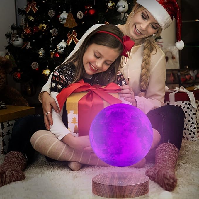 Floating Moon Lamp, Magnetic Levitation Spinning 3D Printing Moon Light Levitating Lamps Globe with 16 Colors Modes LED Moon Night Lights, Room Decor, Creative Gift for Kids Friends