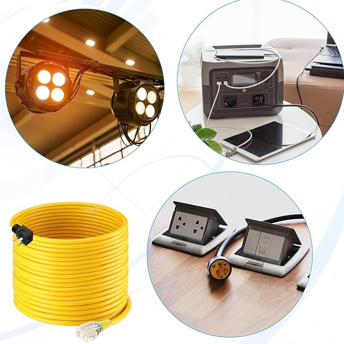 Kanayu 10FT NEMA 5-20 Extension Cord, 5-20P Male Plug to 5-20/5-15R Female Receptacle, 20 Amp T-Blade Outlet Extension Power Cord with Indicator Light, 12 AWG, ETL Listed