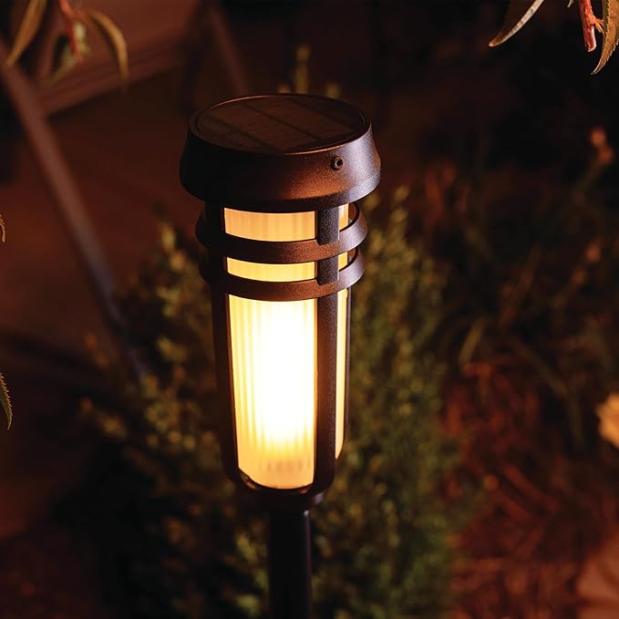 Metal Solar Torch Lights - Adjustable Height (24" - 50"), Outdoor Garden Decor with Patented LED, Waterproof Solar Tiki Torches for Yard, Patio, Garden Pathway, Matte Black – 4 Pack