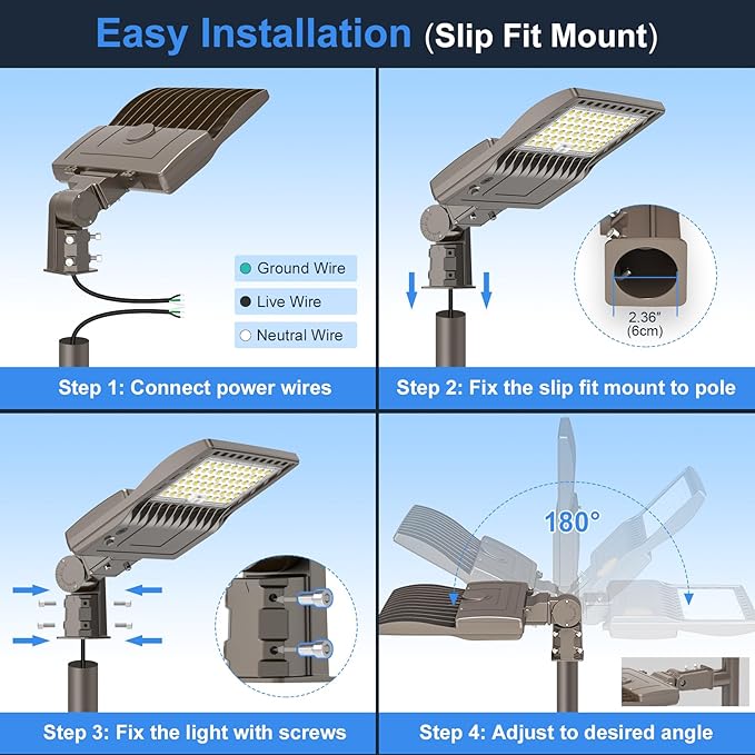 200W LED Parking Lot Light Power Adjustable, Dusk to Dawn LED Shoebox Flood Pole Light Outdoor Parking Lighting with Slip Fit 30,000LM 5000K IP65 Waterproof 100-277V DLC UL Listed