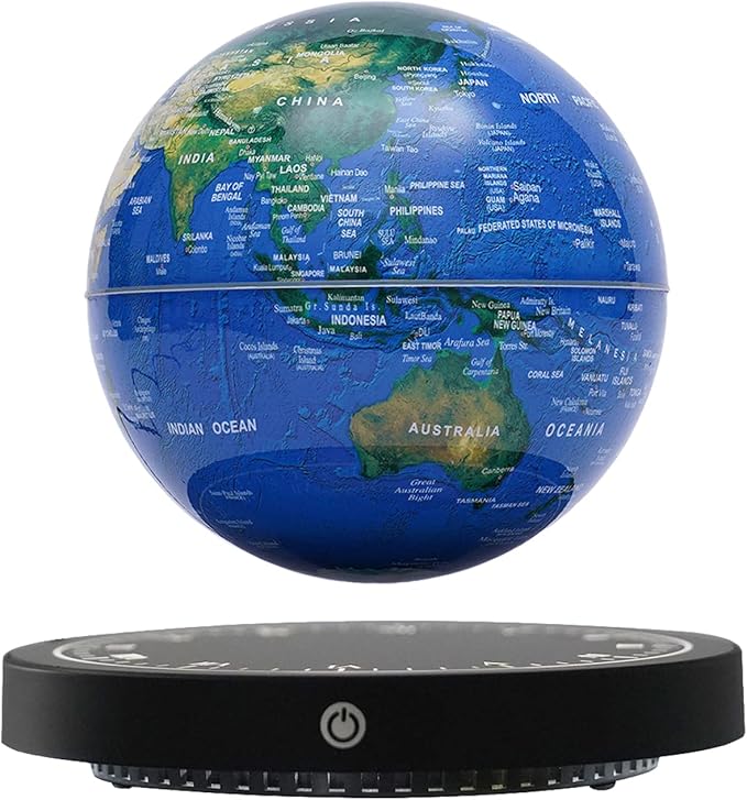 6" World Geographic Globes Floating Globe Lamp Anti Gravity 360 Rotating World Map with LED Light Magnetic Levitating Globe Home Office Desk Decor Creative Birthday Gifts