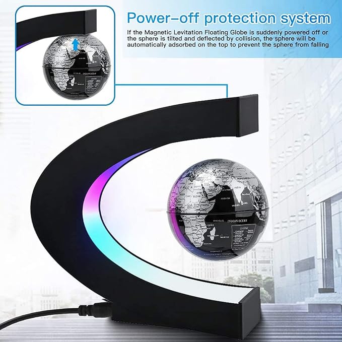 Magnetic Levitation Floating Globe with LED Light, Desk Gadget Decor, Fixture Floating Globes & Shade, Cool Gifts for Men/Father/Husband/Boyfriend/Boss, Gifts for Desk, Valentine's Day Gift
