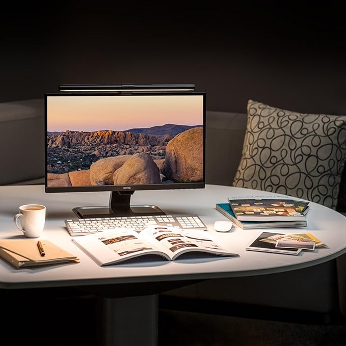 BenQ ScreenBar LED Monitor Light Bar - Auto-dimming, Adjustable Brightness and Color Temperature, No Screen Glare, Space-Saving, Eye-Care USB Monitor Lamp, Black