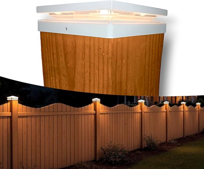 DekLights® DIY Line LED Lighted Post Cap for 6x6 Wood Posts (True 5.5x5.5). Our 12volt Low Voltage with Replaceable LED Bulb. for Your 6x6 Fence Posts (White Cap 3000k Bulb)