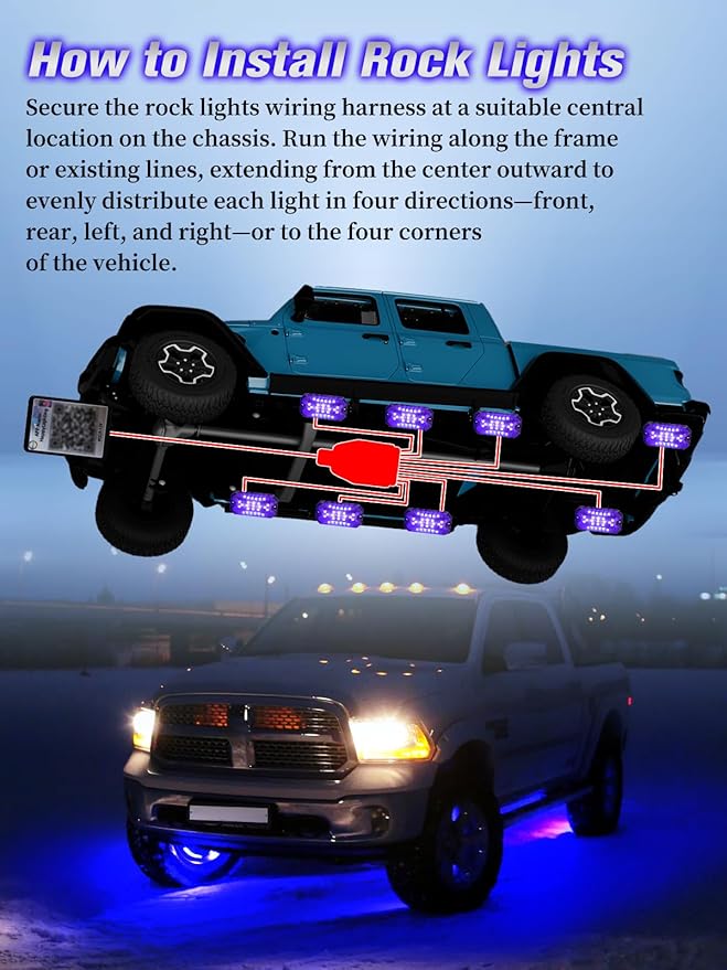 8Pods 5 Sides Full Angle RGB LED Rock Lights Kits High Brightness 27 Beads RGBW 5050 IP68 Waterproof Underglow Multicolor Exterior Wheel Rock Lights for 12V Trucks Jeep Offroad Pickup UTV ATV RZR SUV