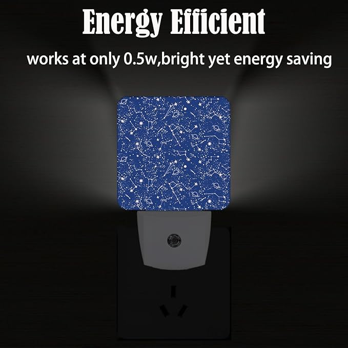 Star Map Night Light,Plug Into Wall for Boys Girls Bedroom Decorative Square Night Light Lamp 0.5w Sleep Friendly