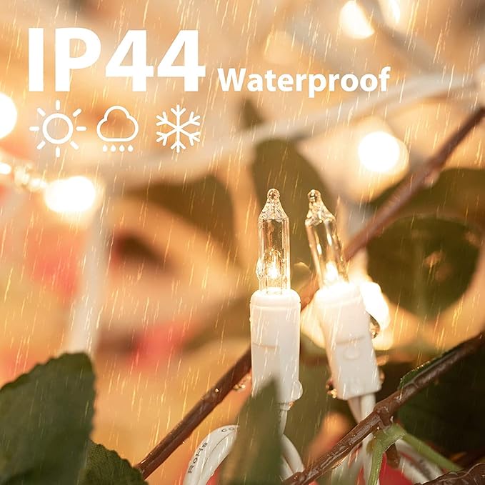 2 Pack 50 Count Christmas String Lights Clear Warm White Mini Lights Plug Powered Waterproof for Indoor and Outdoor Use, 12 Feet for Christmas Tree Party, Wedding Holiday Patio Xmas Decorations