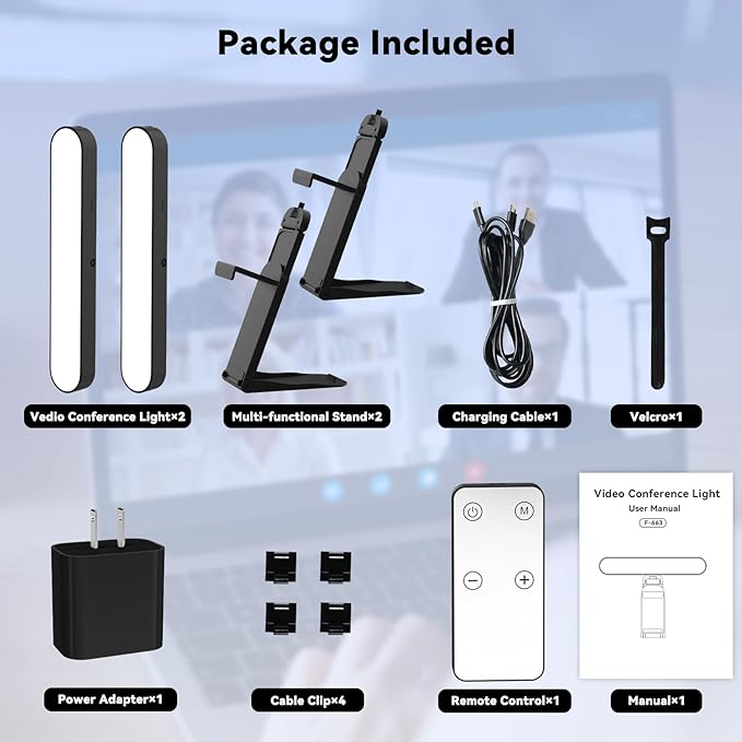 Takerers Video Conference Lighting, Webcam Light with Remote & Touch Control, 3 Color Temperature, 10 Level Brightness, Zoom Light for Computer, Video Calls, Live Streaming, Podcast, Studio (2-Pack)