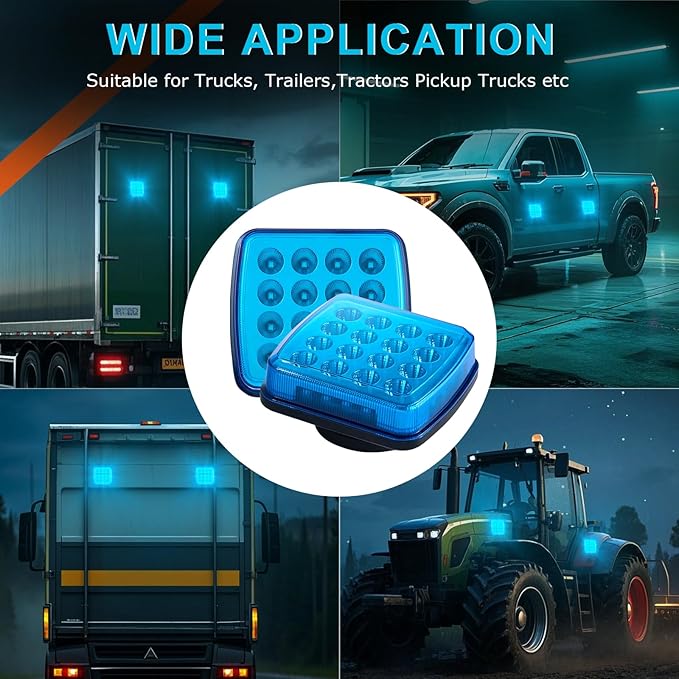 Wireless LED Road Flares for Emergency,Rechargeable Safety Flashing Lights for Vehicles,Portable Strobe Light Magnetic Emergency Strobe Light Kit for Trucks(Blue)