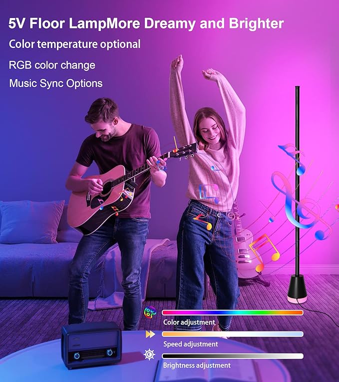 Corner Floor Lamp, Smart RGB LED Corner Lamp with App and Remote Control, 16 Million Colors & 68+ Scene, Music Sync, Timer Setting,Ideal Standing Lamp for Living Rooms,Bedrooms,Gaming Rooms