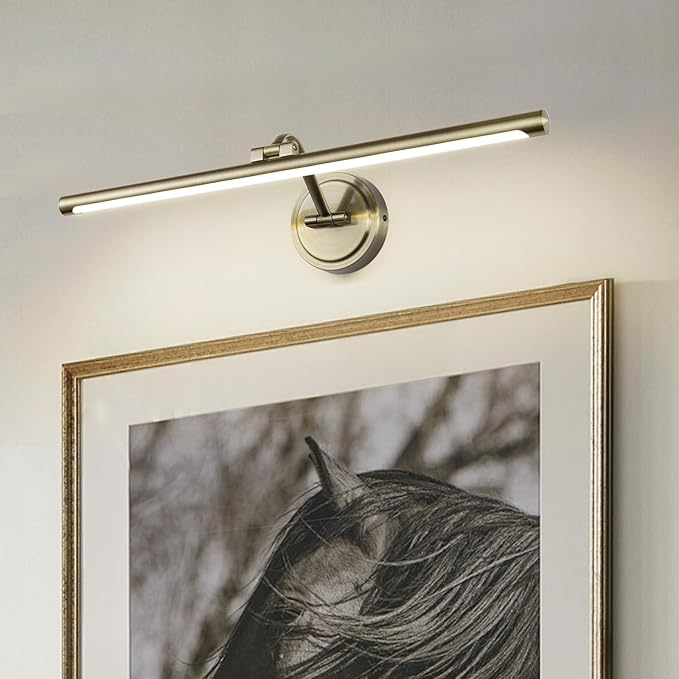 Hard-Wired Picture Lights 23.6 Inch Dimmable LED Wall Art Lighting Modern Gallery Light Poster Lights Adjustable Swing Arm Picture Frame Light for Display Art Work,14W,2700K, Warm White Antique Bronze