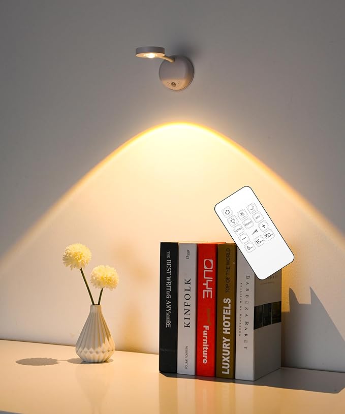 2200mAh Cat's Eye Bulb Motion Sensor Picture Light, Spotlight Painting Light, LED Wall Sconce, Night Light Lamp, Rechargeable 3 Color & Dimmable Magnetic 360° Rotation with Remote (White, 1 Pcs)