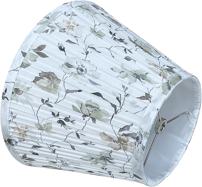 TOOTO STAR Floral Print Small Lampshade, 6x10x7.5inch Pleated lamp shade for table & bedside lamps, Floor Lamps and Pendant Lamps (Spider Fitter), Handmade of Lampshade
