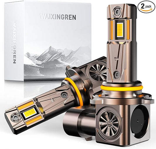 Upgraded 9005 Light Bulbs, 32000 LM Super Bright 6500K Fog Bulbs with Cooling Fan, 3 Min Plug and Play, Pack of 2 (9005/HB3)