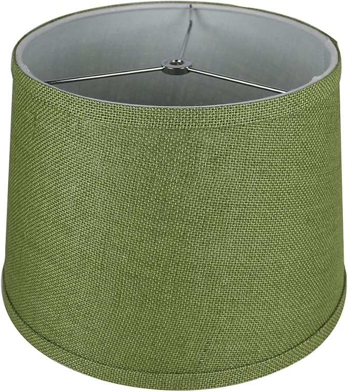Urbanest French Drum Burlap Lampshade, 10-inch by 12-inch by 8.5-inch, Khaki Green