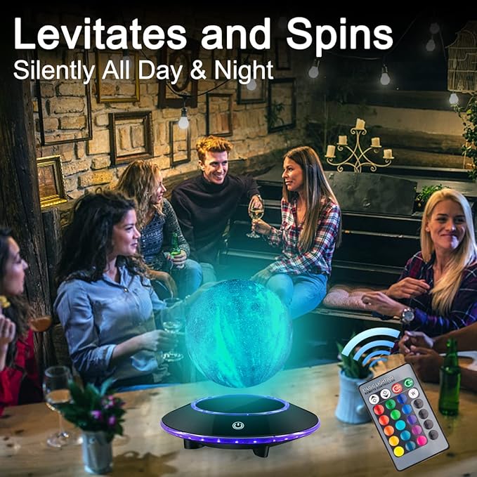 VGAzer Lunar Motion LED Levitating Moon Lamp, 3D Illusion Night Light with Remote Control, Dimmable 16 Colors Lights for Kids Adults (16 Colors Galaxy Moon)