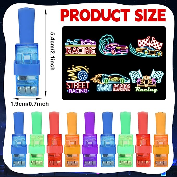 36Pcs Racing Cars LED Finger Lights Hot Cars Party Favors Glow in the Dark Light Up Finger Lights Toys Themed Toys Bulk for Kids Birthday Party Goodie Bag Stuffer Birthday Gifts Classroom Prize