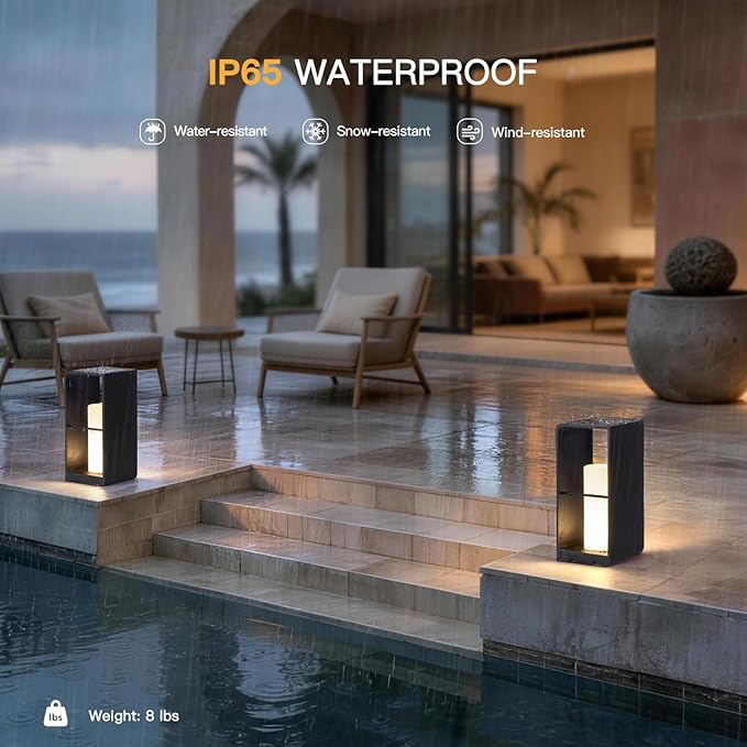 17" Tall Solar Floor Lamp, 3000K LED Solar Lanterns Outdoor Waterproof, Modern Outdoor Lights for Patio, Large Pathway Lights Solar Powered, Dusk to Dawn Floor Lamps for Yard Pathway Garden Porch