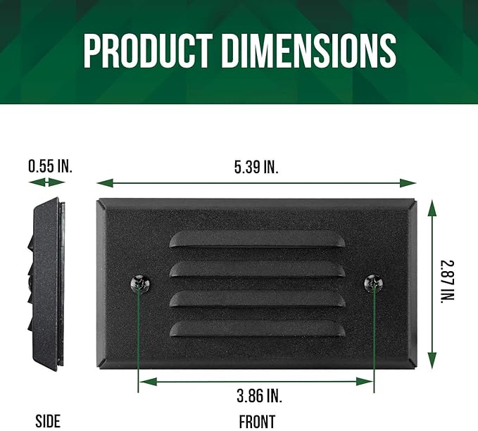 GKOLED 12V 3W Surface Mount Low Voltage LED Step Light with Horizontal Louver Faceplate for Steps Decks Pathway Yard Stairs Fences, IP65 Rated for Outdoor Waterproof, Ideal for Wet Locations (4 Packs)