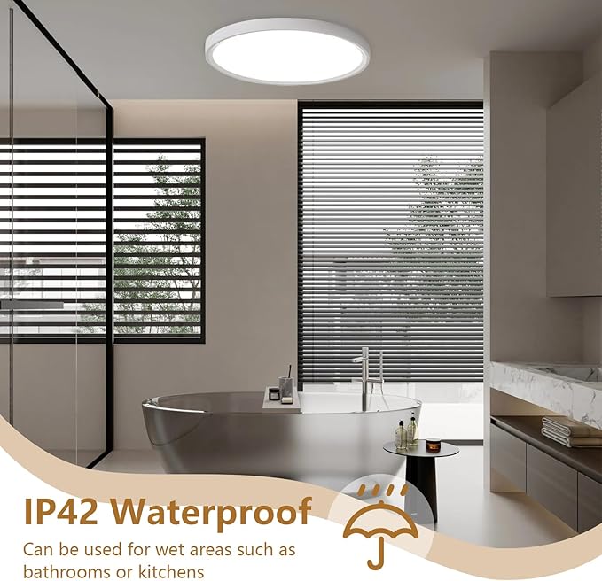 20 Inch Large LED Flush Mount Ceiling Light, 40W,4350LM, 3000K/4000K/6000K CCT Selectable,0.98inch Super Slim Low Profile Round Flat Panel Light for Bedroom,Kitchen,Hallway(White)