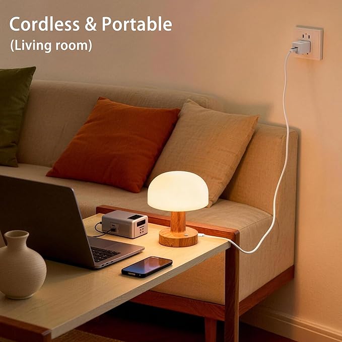 Cordless LED Table Lamp, 2000mAh Battery Operated Desk Lamp with 3 Color Modes & Stepless Dimming, Metal Night Light for Home Decor, Restaurant, Bedroom - USB-C Charging