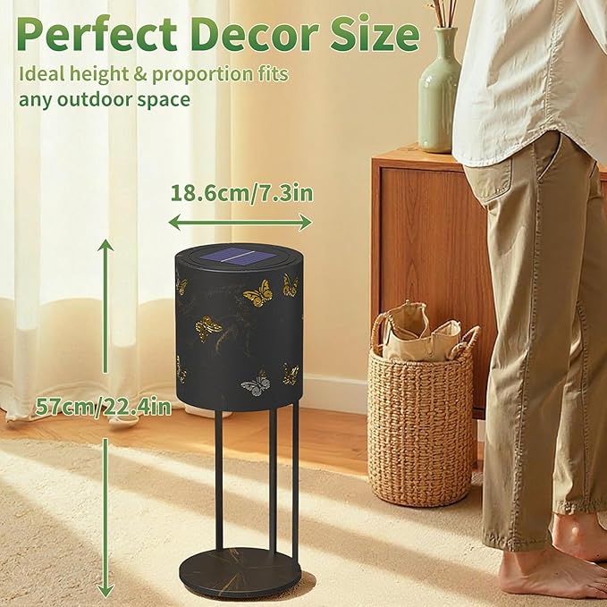 Solar Garden Plant Lights: Outdoor Waterproof Decorative Lamp with Flower Stand, Solar-Powered Yard Patio Outside Floor Decoration Lantern with Butterfly Pattern for Festival Decor