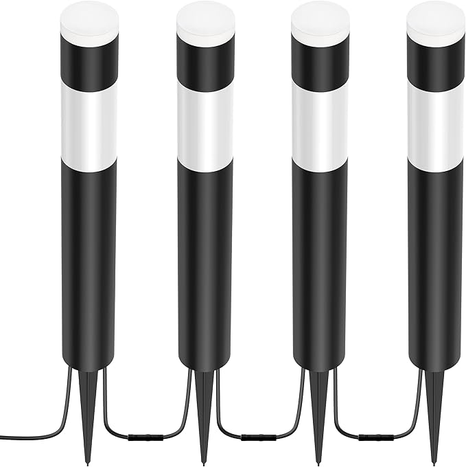 Feit Electric Smart Color Changing & Tunable White Outdoor Bollard Path Lights, 200 Lumens, Music Sync, Compatible with Alexa & Google Home, App & Remote Control, Path/RND/RGBW/AG/4, 4-Pack