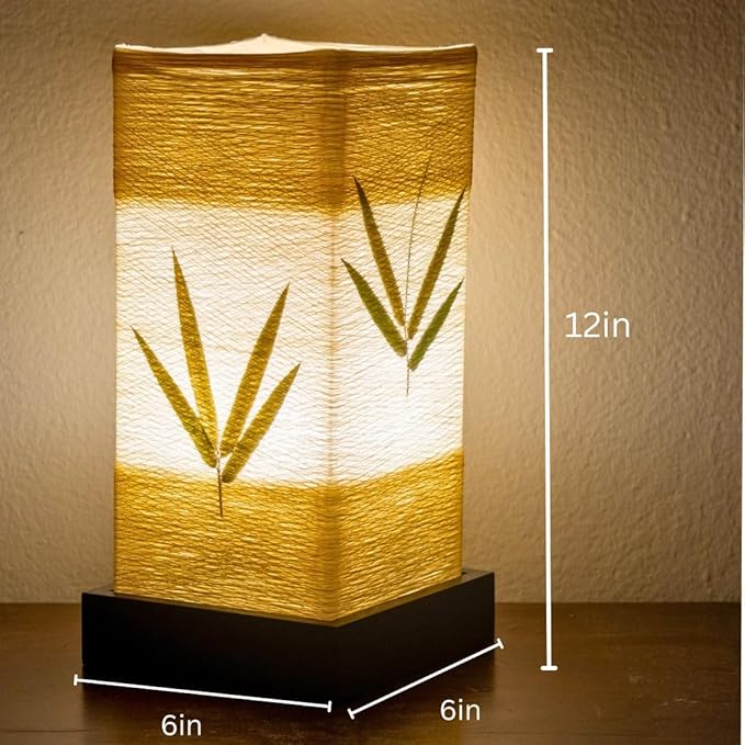 Japanese Lamp Lantern Asian - Table Lamp Japanese Decor Bamboo Lamp for Nightstand, Dresser, Living Room, Kids Room, Dorm, Office - Instructions + Lightbulb Included