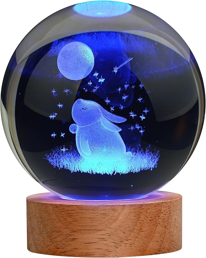 Bunny Lamp Easter Night Light, Crystal Rabbit Lamp 16 Color Changing with Remote Control for Bedroom Decor, Night Light Bunny
